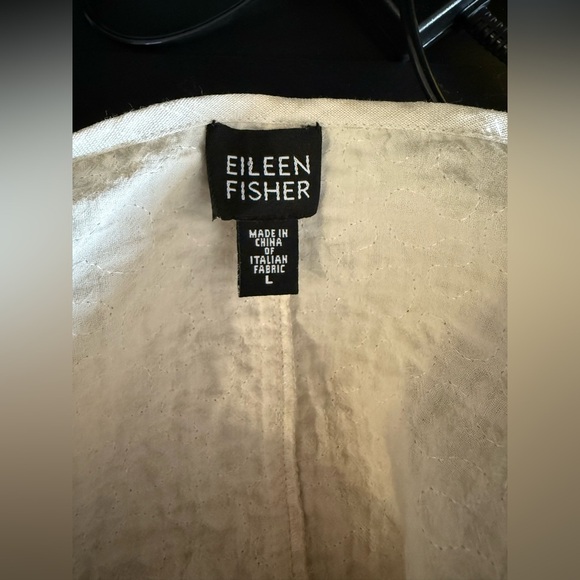 Eileen Fisher cotton linen blend textured light jacket in oatmeal Large EUC - Picture 9 of 10